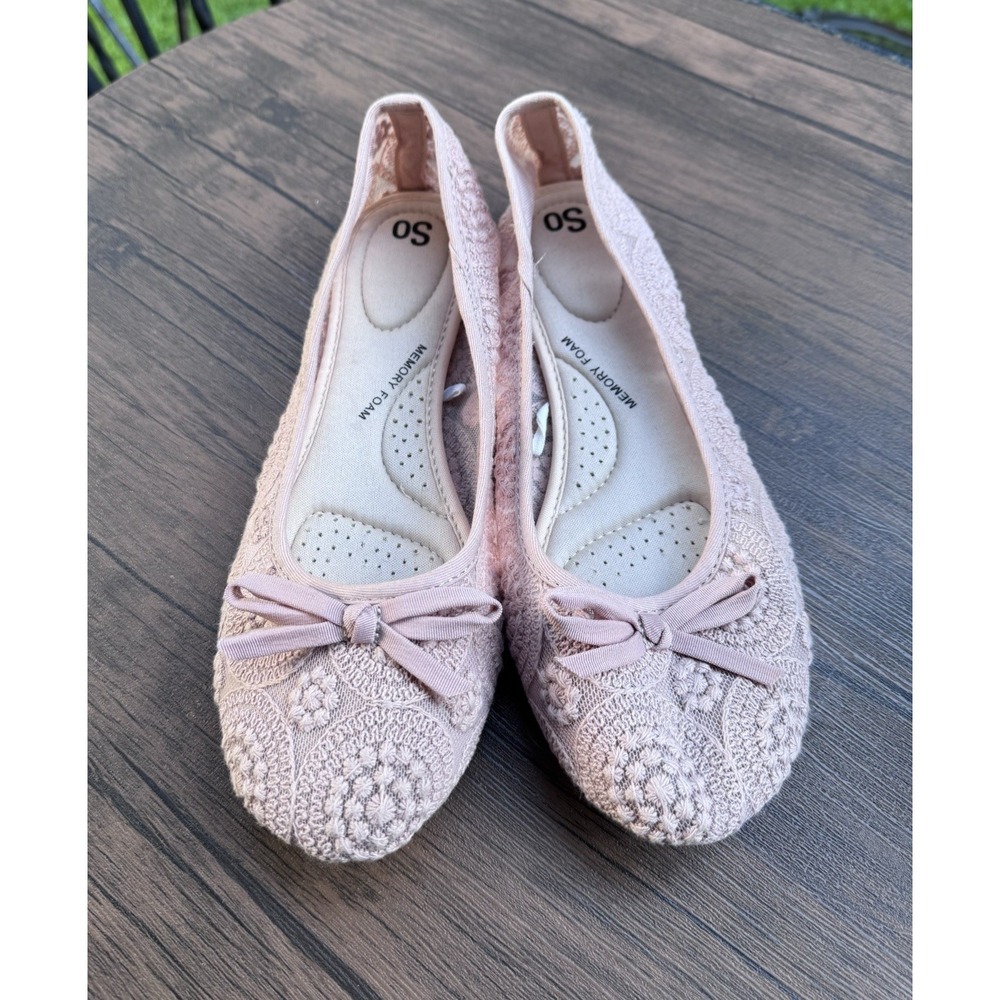 So Women Rose Crochet Lace Memory Foam Slip-On Comfort Flat Boat Shoes Loafers 9